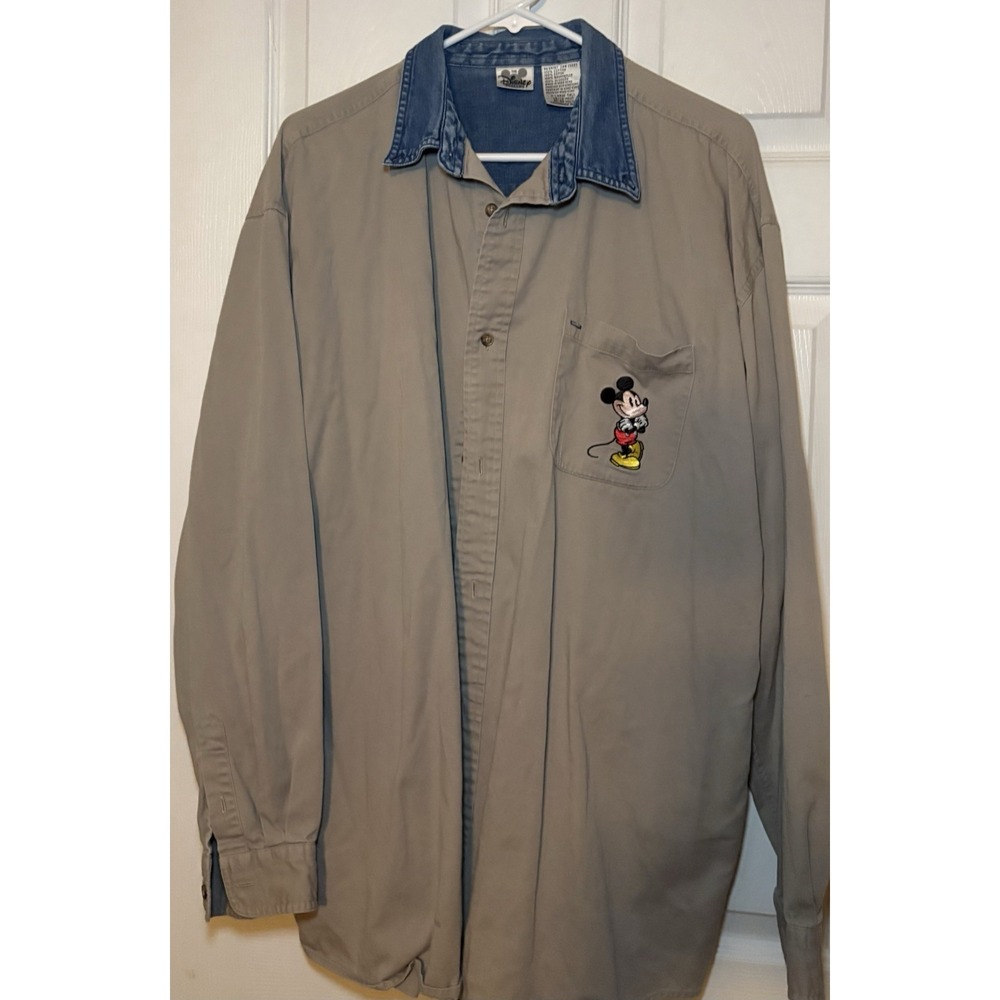 Walt Disney World - Long Sleeve Button Down Denim Shirt Men's Size XL Tall